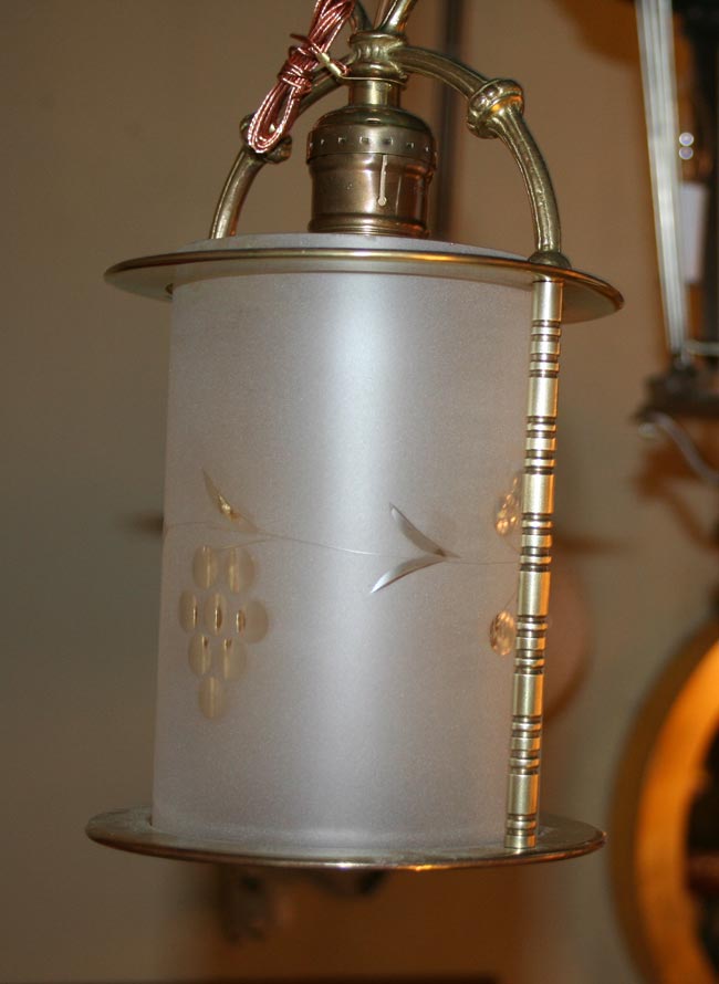 Vintage Frosted Glass Lantern, c. 1950