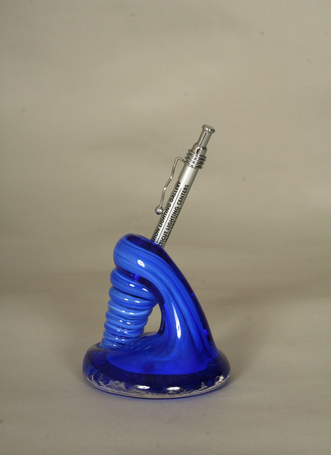 Handblown Cobalt Glass Pen Holder