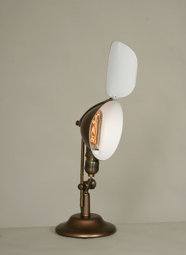 vintage table lamp with metal shade
