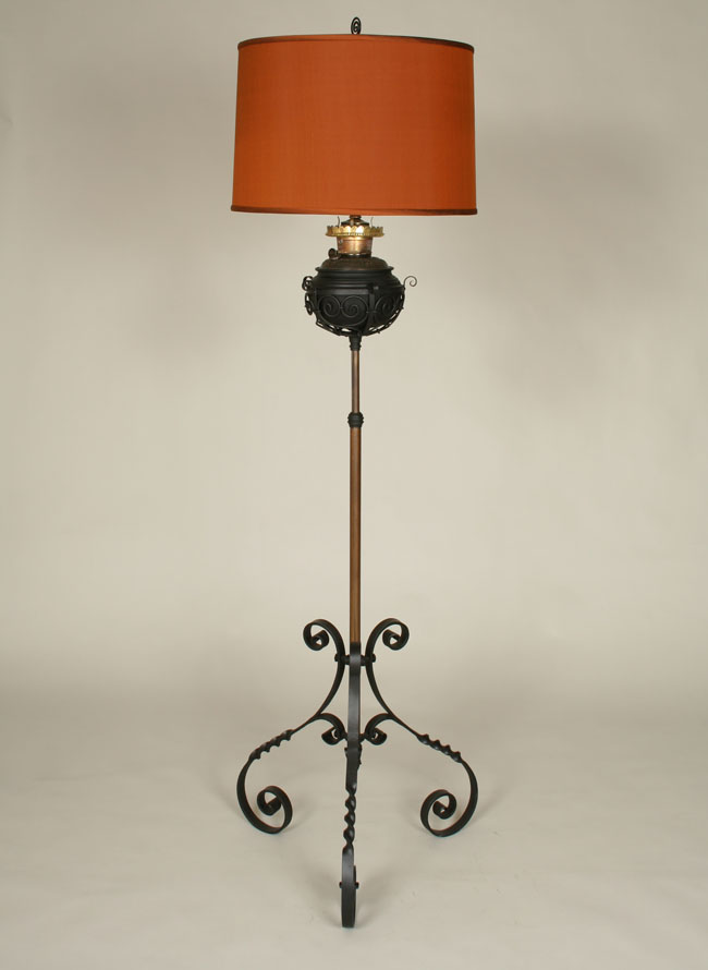 Antique Victorian Oil Conversion Floor Lamp, c.19th Century