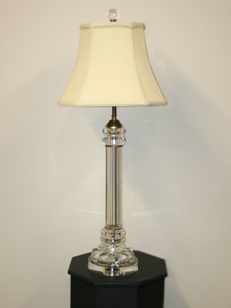 Vintage Clear Glass Pillar Table Lamp w/ Acrylic Base, c. 1960