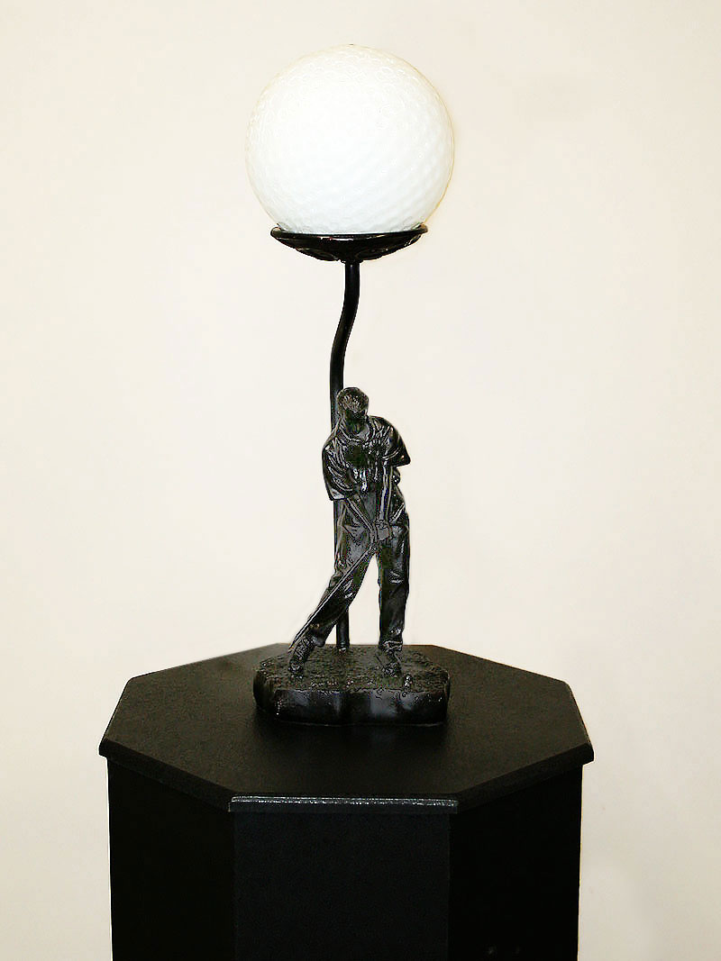 Golfer Lamp w/ Painted Black Finish & Golf Ball Globe