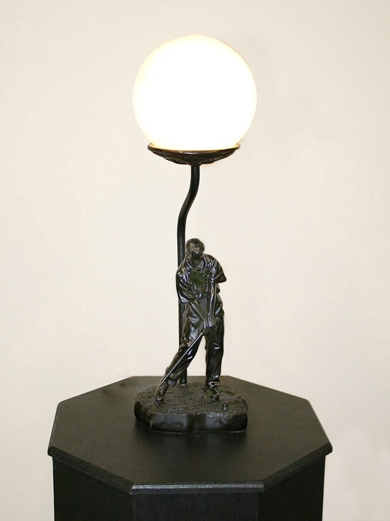 Golfer Lamp w/ Painted Black Finish & Golf Ball Globe